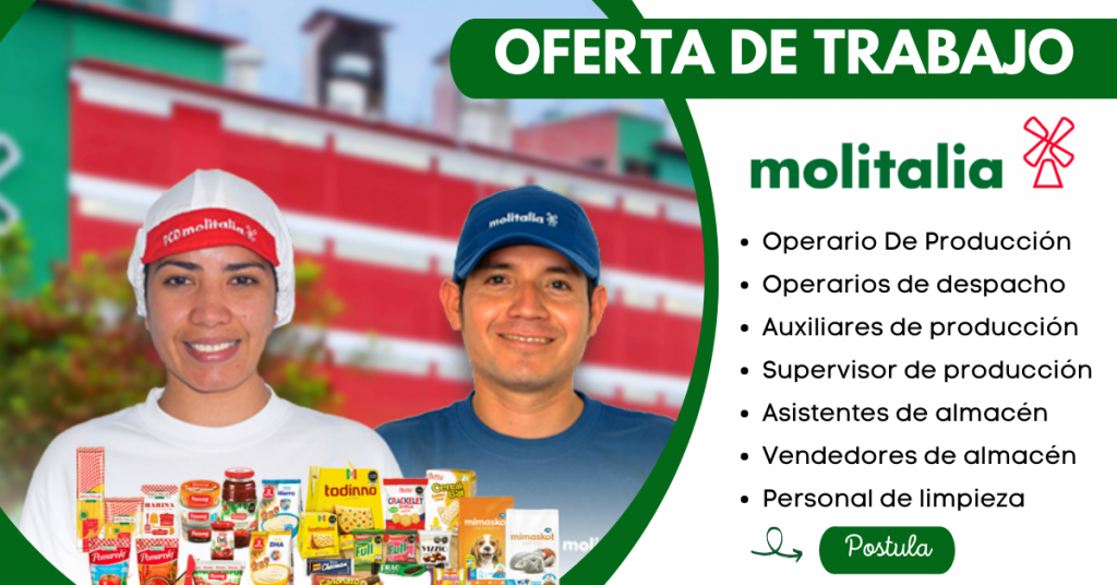 Ofertas de trabajo en Molitalia con y sin experiencia