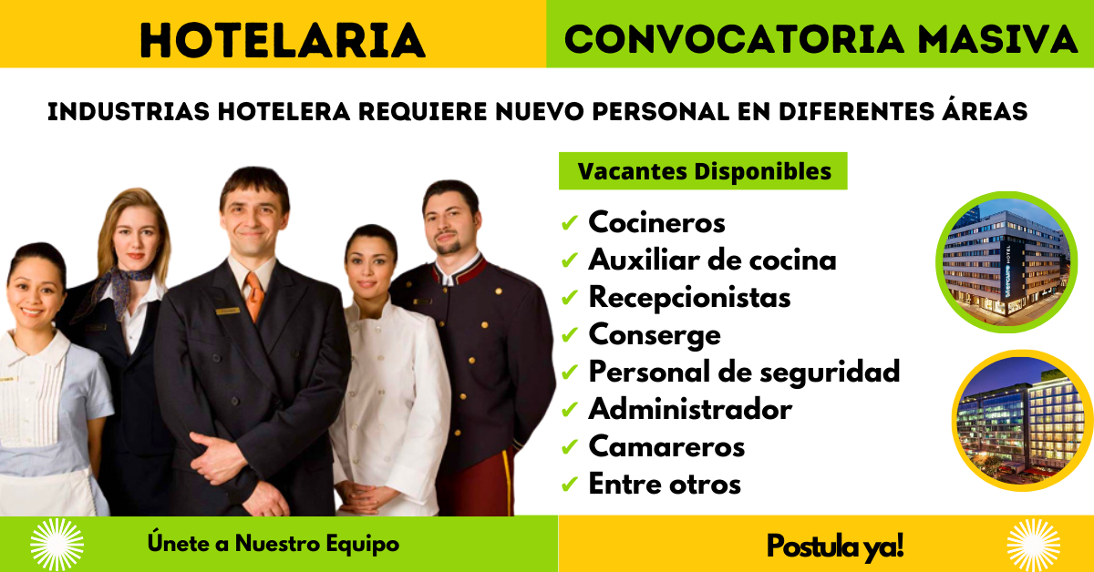HOTELES SOLICITAN PERSONAL EN SUS DIFERENTES AREAS|