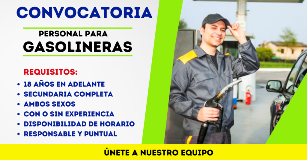 01. GASOLINERA - OFRECE VACANTES DE TRABAJOS