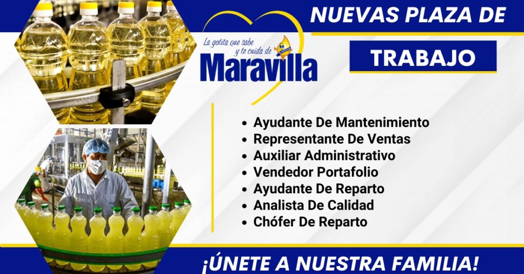 ACEITE MARAVILLA EN BUSCA DE NUEVA GENTE PARA TRABAJAR