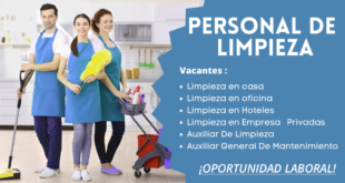 SOLICITAN AUXILIAR DE LIMPIEZA PARA DISTINTAS EMPRESAS - POSTULA YA