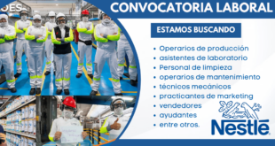 EMPRESA NESTLE SOLICITA PERSONAL - DISTINTOS ÁREAS Y LUGAR