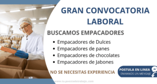 EMPRESAS SOLICITAN EMPACADORES DE JABON - INGRESO INMEDIATO