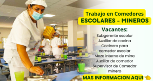 COMEDOR ESCOLAR - SOLICITA PERSONAL DE TRABAJO