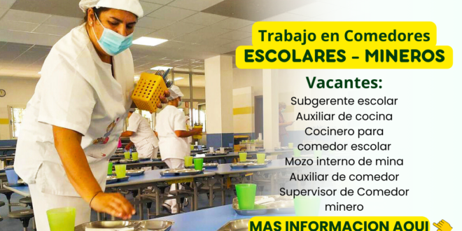 COMEDOR ESCOLAR - SOLICITA PERSONAL DE TRABAJO