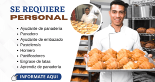 PANADERÍA / SOLICITA PERSONAL DISTINTAS ÁREAS LABORAL